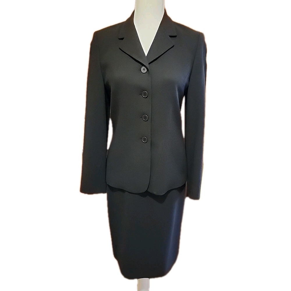 Kasper‎ Skirt Suit Tailored Career Interview 2-Piece Blazer Jacket Green Wool 4